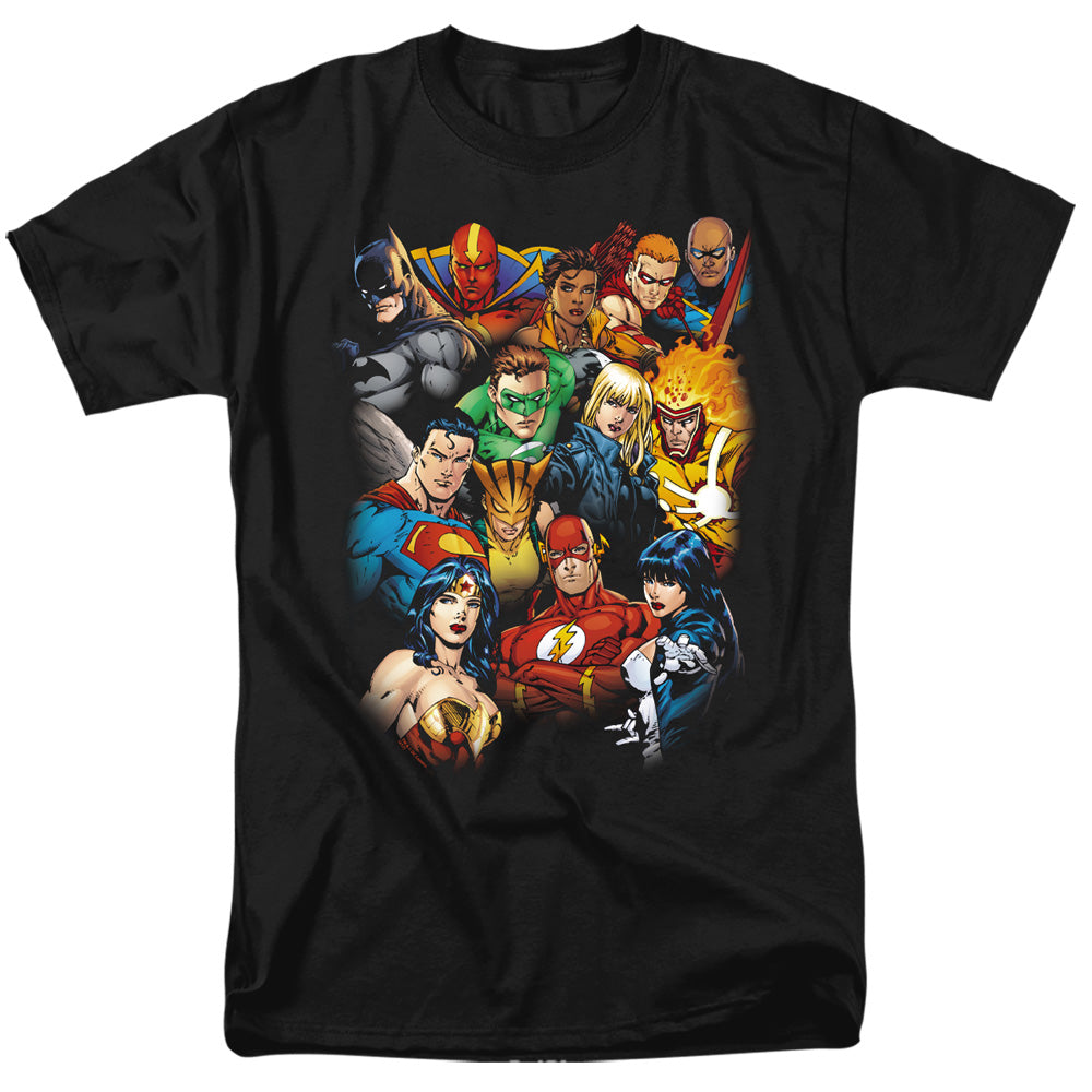 Jla - The Leagues All Here - Short Sleeve Adult 18/1 - Black T-shirt