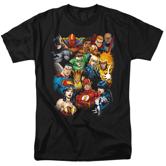 Jla - The Leagues All Here - Short Sleeve Adult 18/1 - Black T-shirt