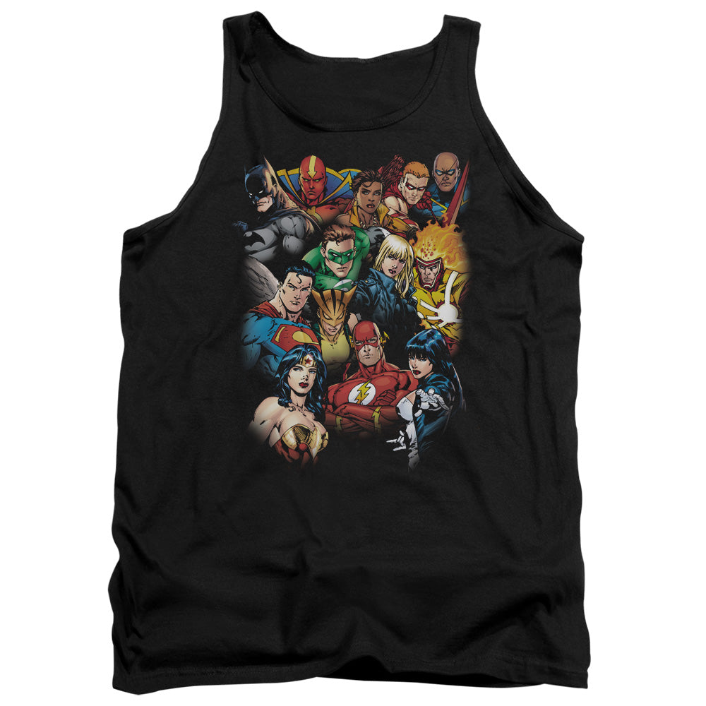 Jla - The Leagues All Here - Adult Tank - Black