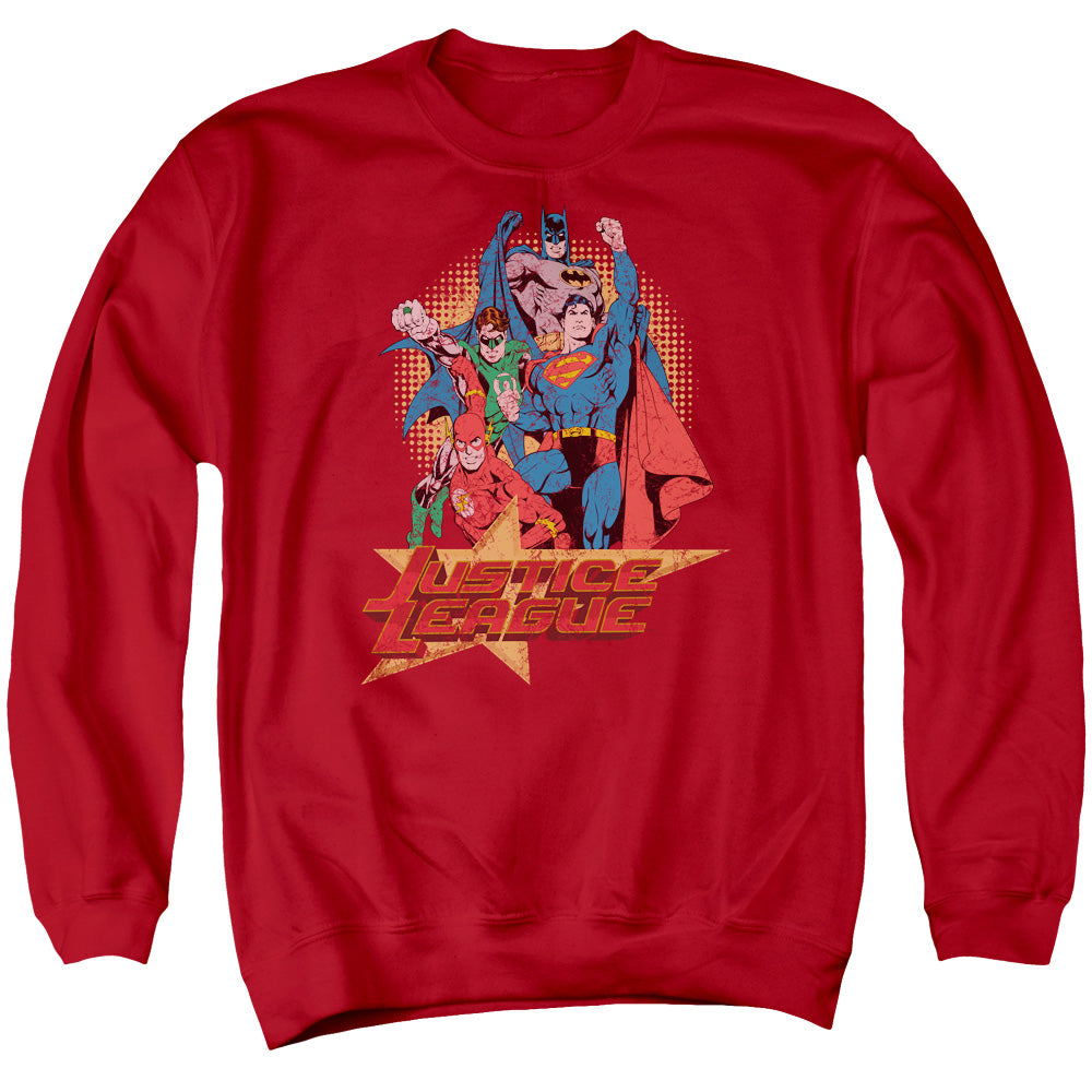 Jla - Raise Your Fist - Adult Crewneck Sweatshirt - Red