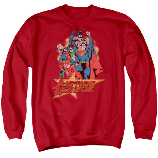 Jla - Raise Your Fist - Adult Crewneck Sweatshirt - Red