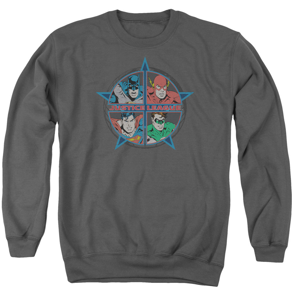 Jla - Four Heroes - Adult Crewneck Sweatshirt - Charcoal