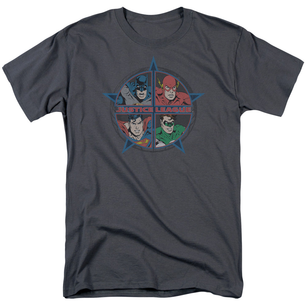 Jla - Four Heroes - Short Sleeve Adult 18/1 - Charcoal T-shirt