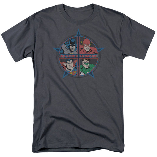 Jla - Four Heroes - Short Sleeve Adult 18/1 - Charcoal T-shirt