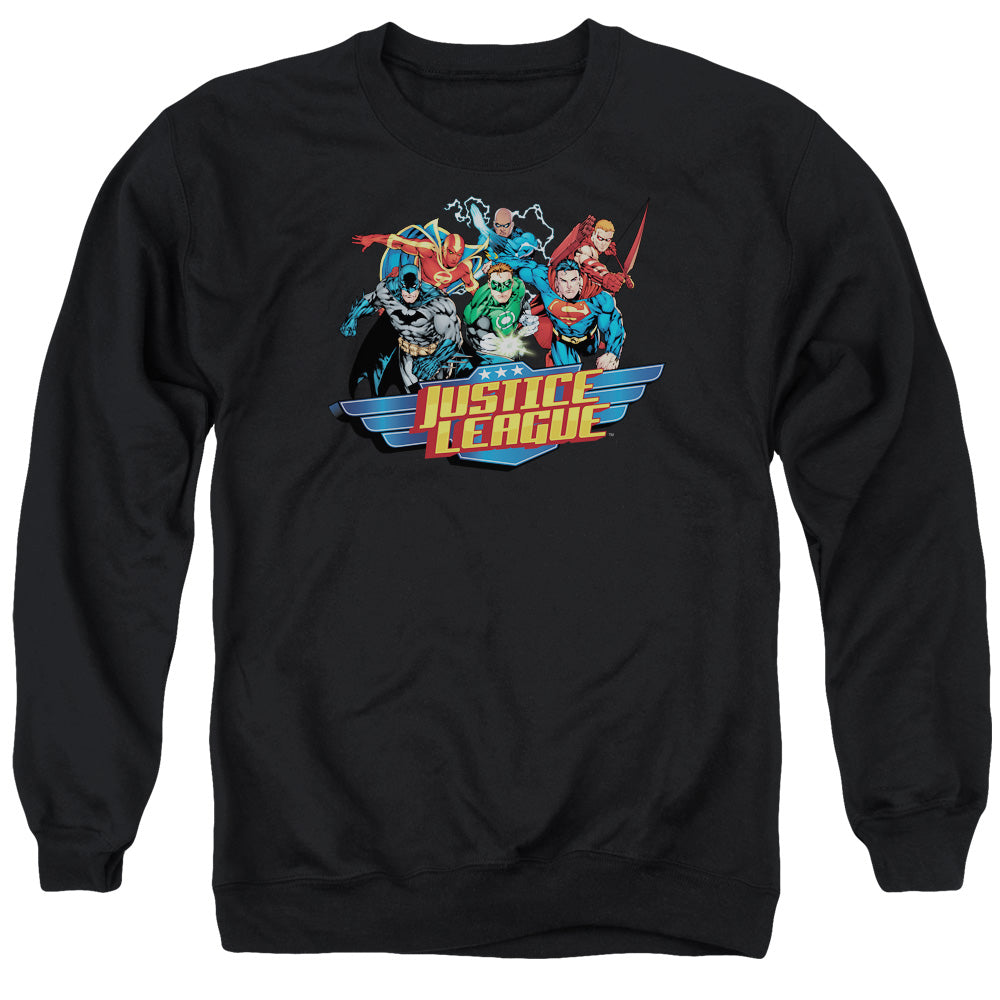 Jla - Ready To Fight - Adult Crewneck Sweatshirt - Black