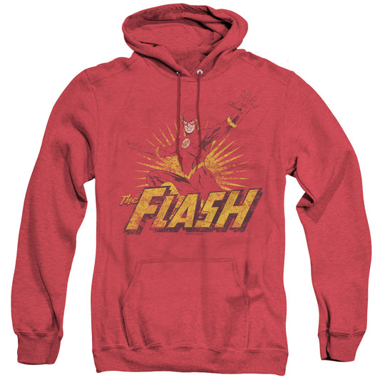 Jla - Flash Rough Distress - Adult Heather Hoodie - Red