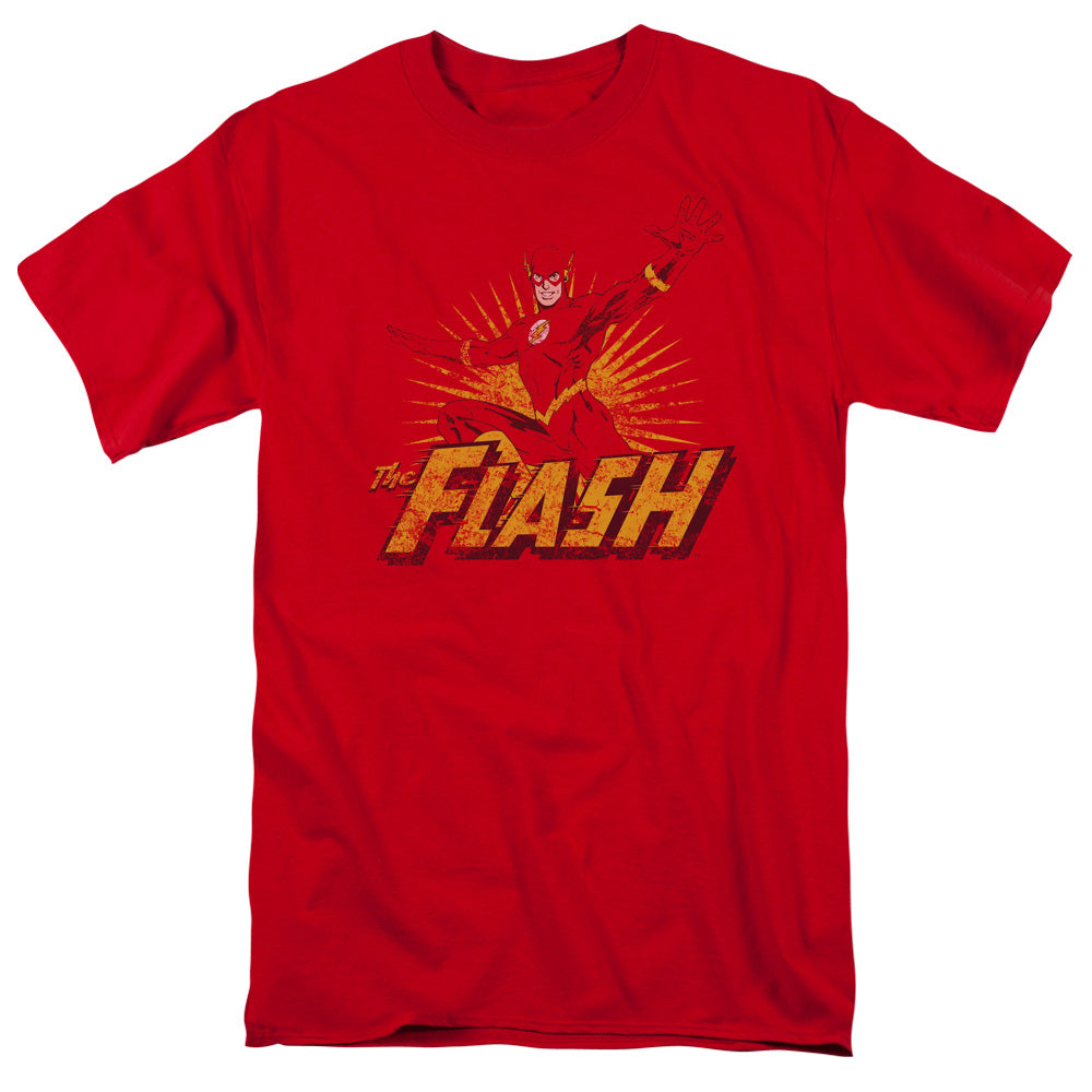 Jla - Flash Rough Distress - Short Sleeve Adult 18/1 - Red T-shirt
