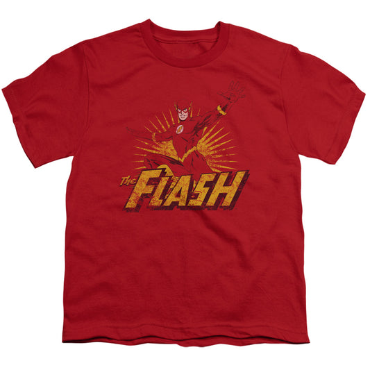 Jla - Flash Rough Distress - Short Sleeve Youth 18/1 - Red T-shirt