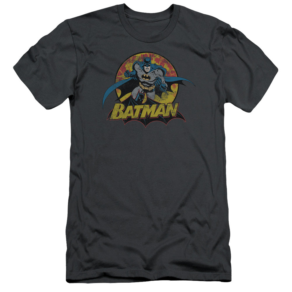 Jla - Batman Rough Distress - Short Sleeve Adult 30/1 - Charcoal T-shirt