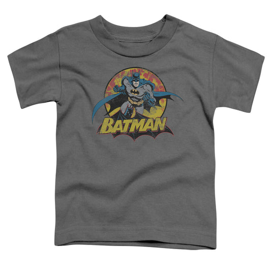 Jla - Batman Rough Distress - Short Sleeve Toddler Tee - Charcoal T-shirt