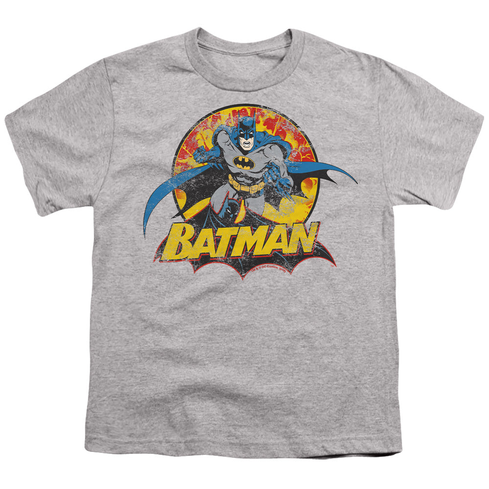 Jla - Batman Rough Distress - Short Sleeve Youth 18/1 - Charcoal T-shirt