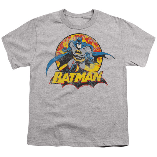 Jla - Batman Rough Distress - Short Sleeve Youth 18/1 - Charcoal T-shirt