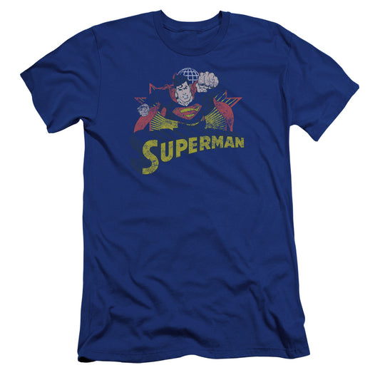 Jla - Superman Rough Distress-premuim Canvas Adult Slim Fit 30/1 - Royal Blue