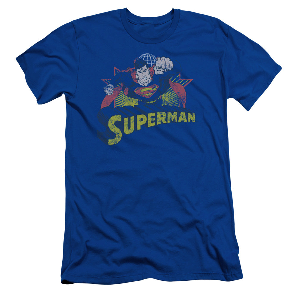 Jla - Superman Rough Distress - Short Sleeve Adult 30/1 - Royal Blue T-shirt