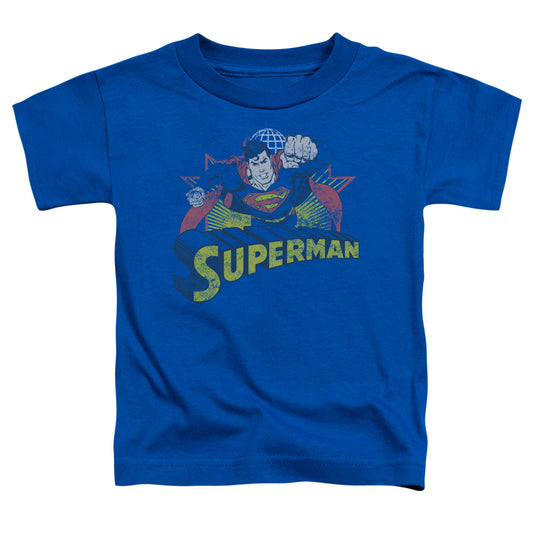 Jla - Superman Rough Distress - Short Sleeve Toddler Tee - Royal Blue T-shirt