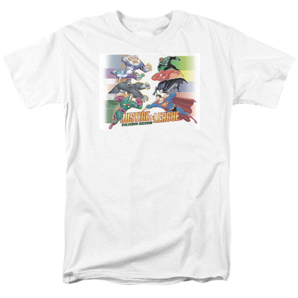 Jla - Evildoers Beware - Short Sleeve Adult 18/1 - White T-shirt