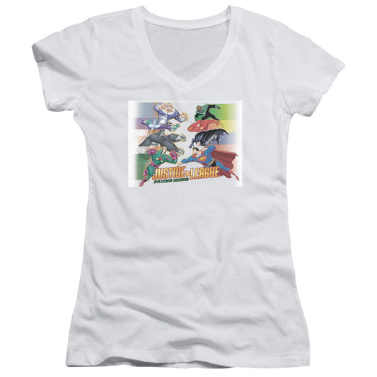 Jla - Evildoers Beware - Junior V-neck - White
