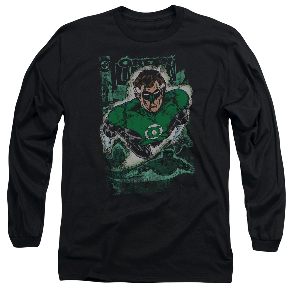 Jla - Green Lantern #1 Distress - Long Sleeve Adult 18/1 - Black T-shirt