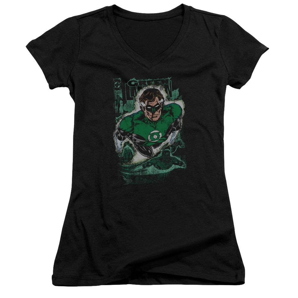 Jla - Green Lantern #1 Distress - Junior V-neck - Black