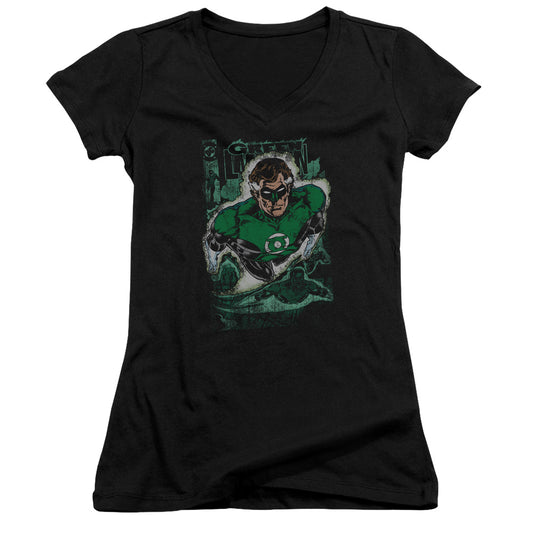 Jla - Green Lantern #1 Distress - Junior V-neck - Black