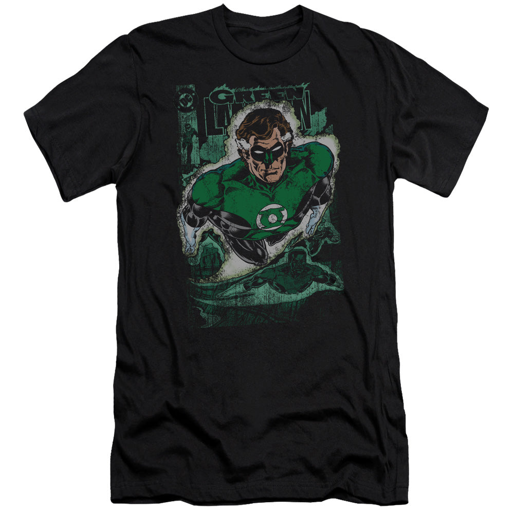 Jla - Green Lantern #1 Distress - Short Sleeve Adult 30/1 - Black T-shirt