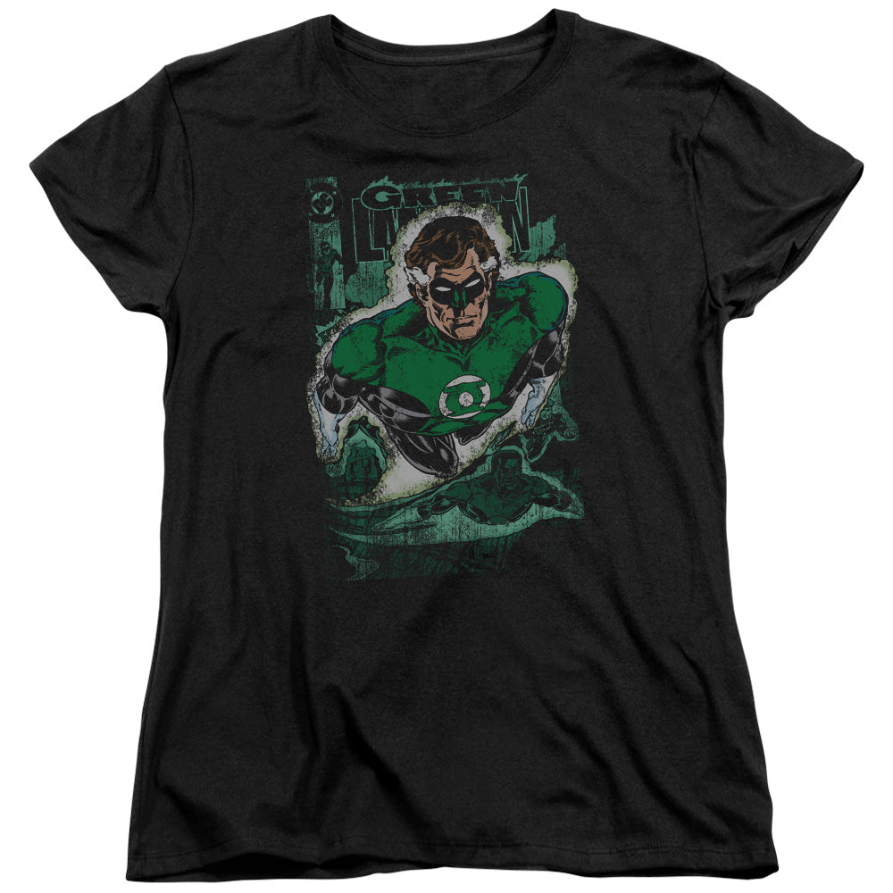 Jla - Green Lantern #1 Distress - Short Sleeve Womens Tee - Black T-shirt