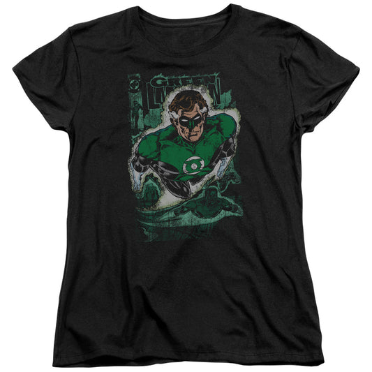 Jla - Green Lantern #1 Distress - Short Sleeve Womens Tee - Black T-shirt