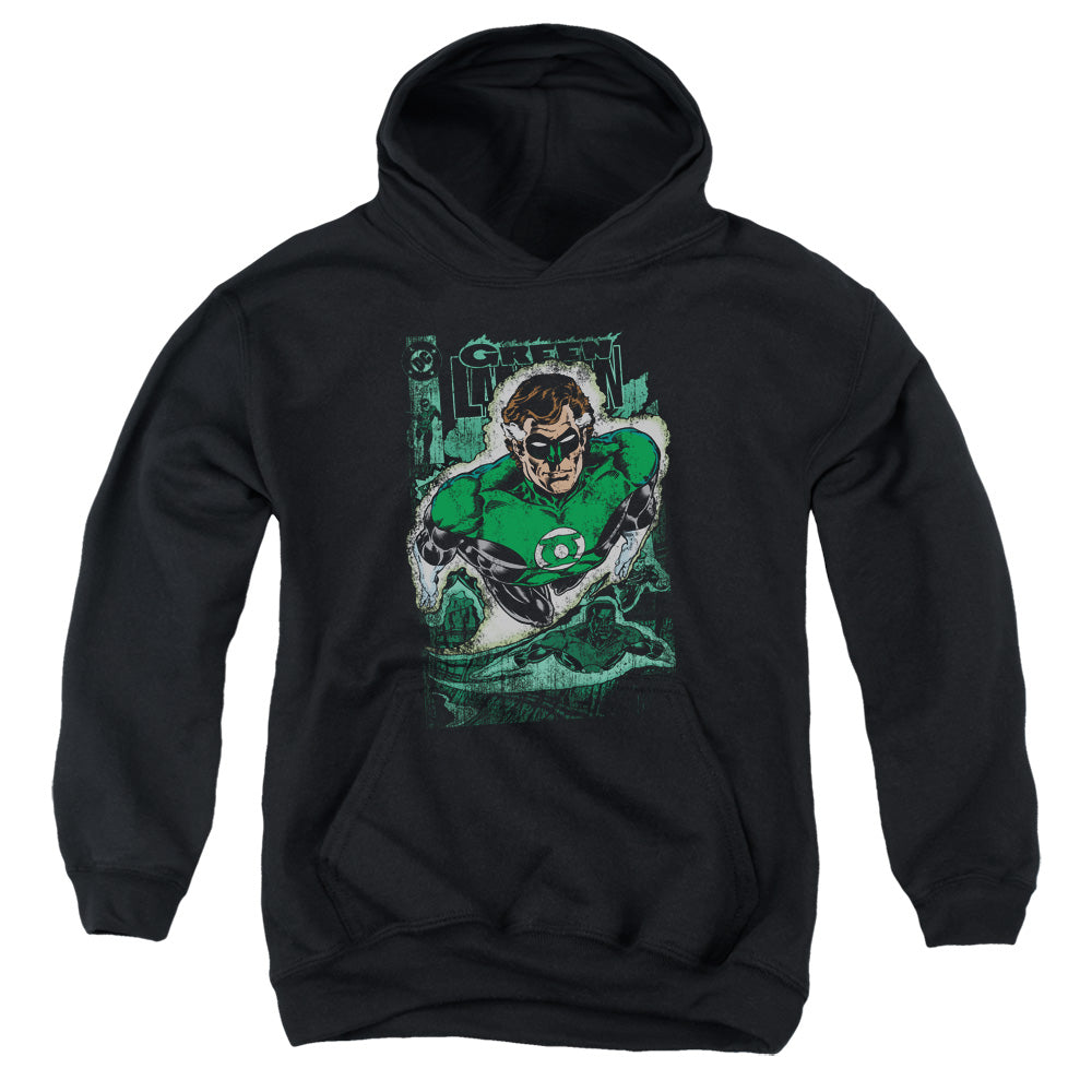 Jla Green Lantern #1 Distress-youth Pull-over Hoodie - Black
