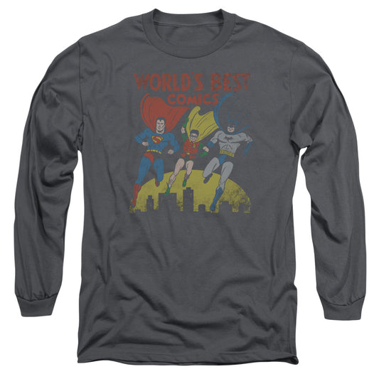 Jla - Worlds Best - Long Sleeve Adult 18/1 - Charcoal T-shirt