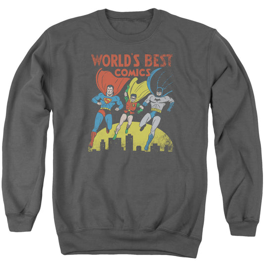Jla - World's Best - Adult Crewneck Sweatshirt - Charcoal