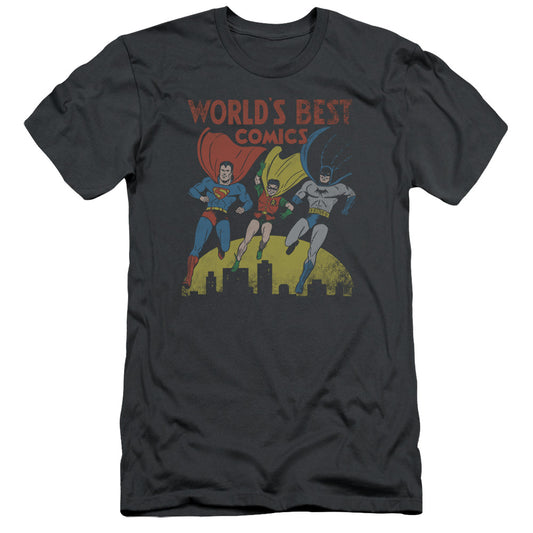 Jla - Worlds Best - Short Sleeve Adult 30/1 - Charcoal T-shirt