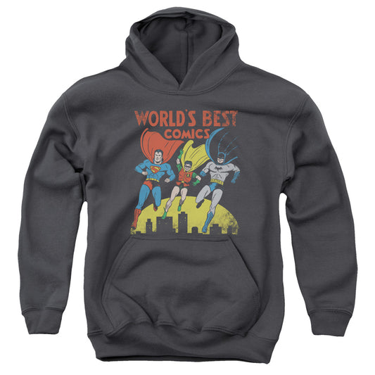 Jla - Worlds Best - Youth Pull-over Hoodie - Charcoal