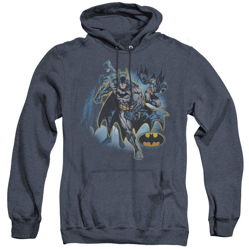 Jla - Batman Collage - Adult Heather Hoodie - Navy
