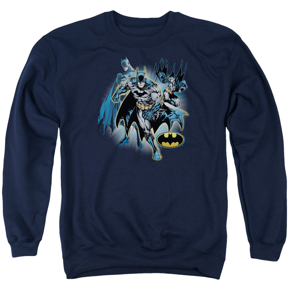 Jla - Batman Collage - Adult Crewneck Sweatshirt - Navy