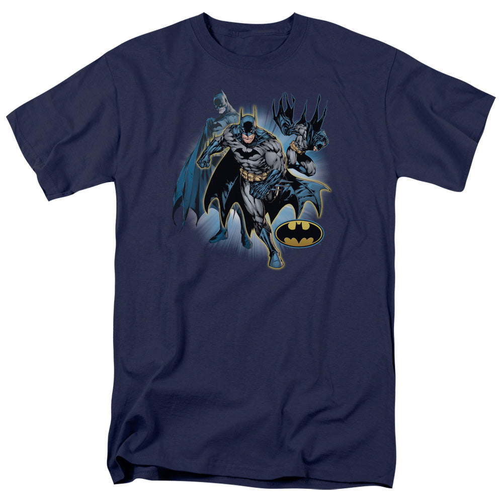 Jla - Batman Collage - Short Sleeve Adult 18/1 - Navy T-shirt