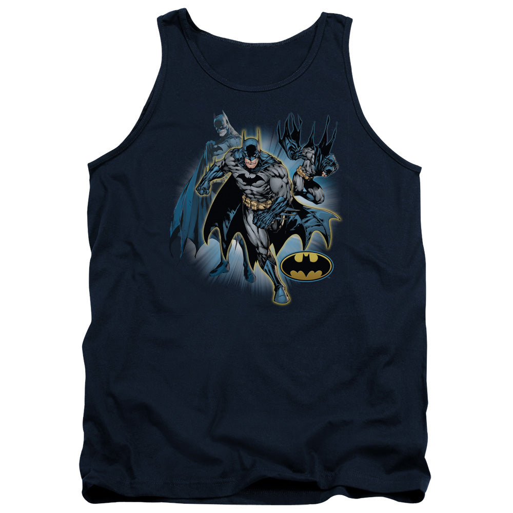 Jla - Batman Collage - Adult Tank - Navy