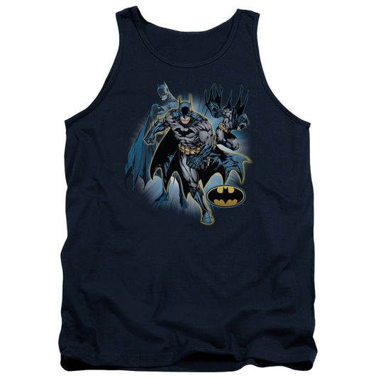 Jla - Batman Collage - Adult Tank - Navy