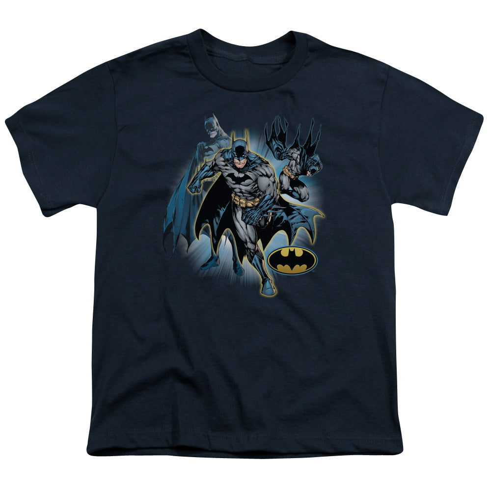 Jla - Batman Collage - Short Sleeve Youth 18/1 - Navy T-shirt