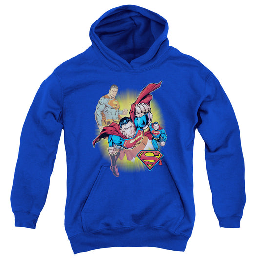 Jla - Superman Collage - Youth Pull-over Hoodie - Royal