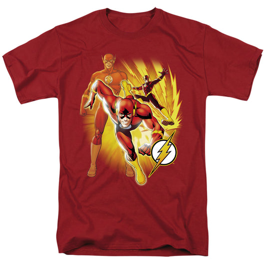 Jla - Flash Collage - Short Sleeve Adult 18/1 - Cardinal T-shirt