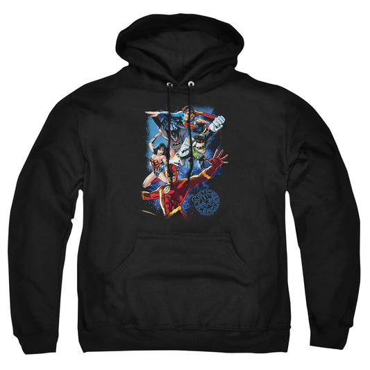 Jla - Galactic Attack Color - Adult Pull-over Hoodie - Black