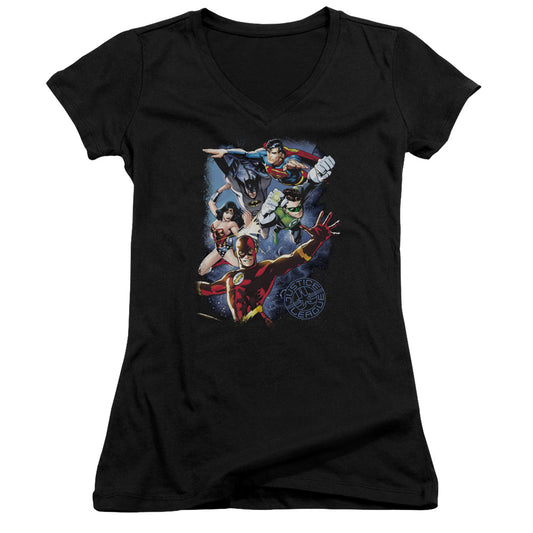 Jla - Galactic Attack Color - Junior V-neck - Black