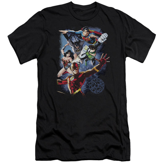 Jla - Galactic Attack Color - Short Sleeve Adult 30/1 - Black T-shirt