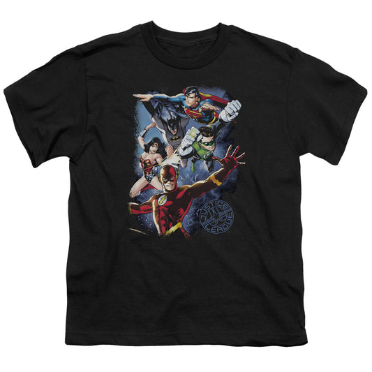 Jla - Galactic Attack Color - Short Sleeve Youth 18/1 - Black T-shirt