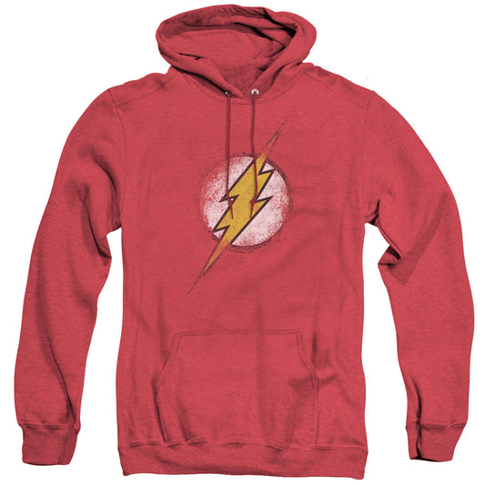 Jla - Destroyed Flash Logo - Adult Heather Hoodie - Red