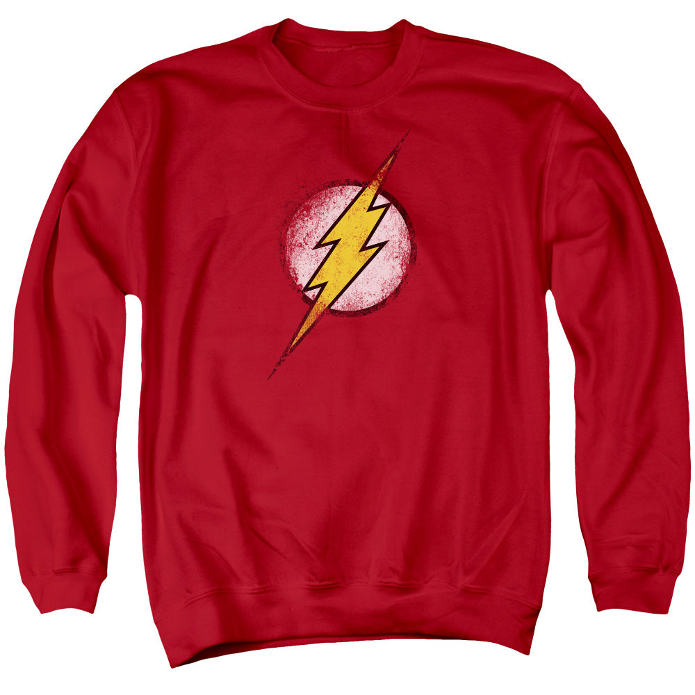 Jla - Destroyed Flash Logo - Adult Crewneck Sweatshirt - Red