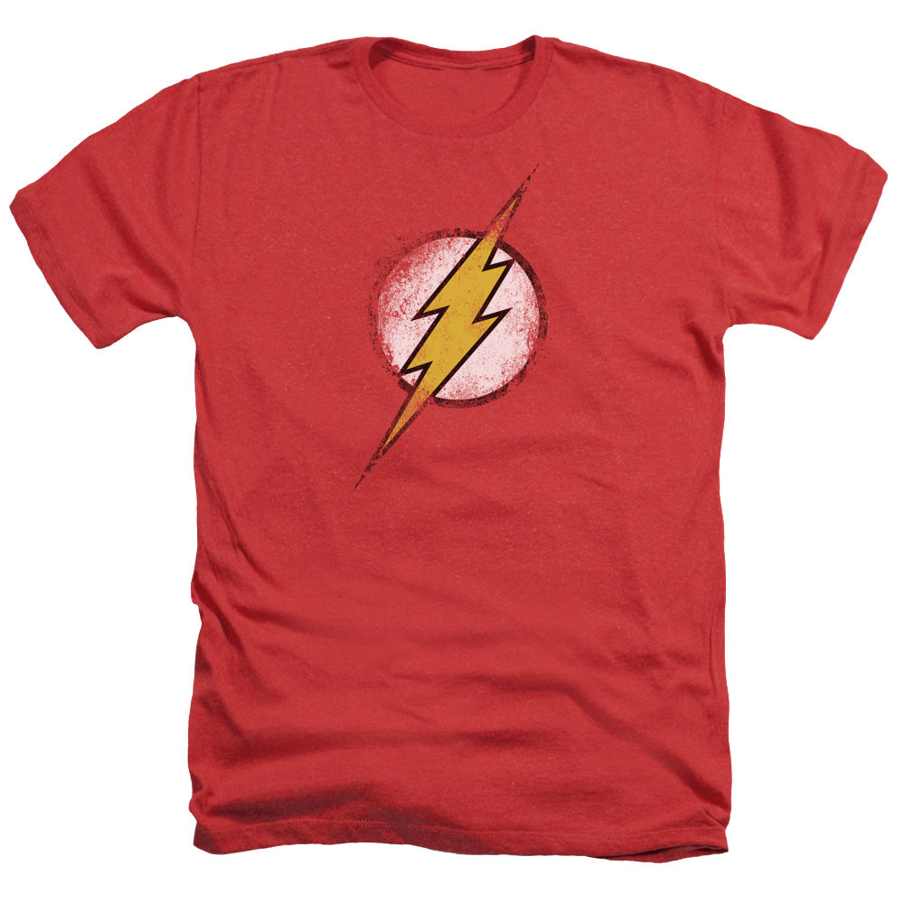 Jla - Destroyed Flash Logo - Adult Heather - Red