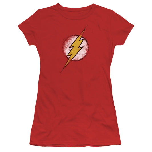 JLA DESTROYED FLASH LOGO - S/S JUNIOR SHEER - RED T-Shirt