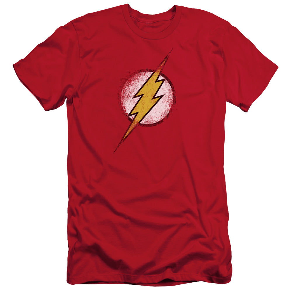 Jla - Destroyed Flash Logo - Short Sleeve Adult 30/1 - Red T-shirt