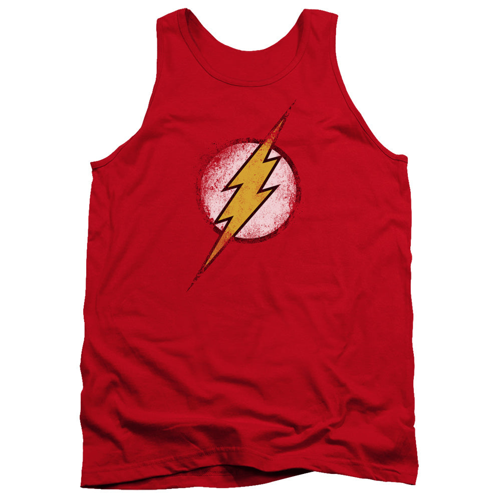 Jla Destroyed Flash Logo - Adult Tank - Red